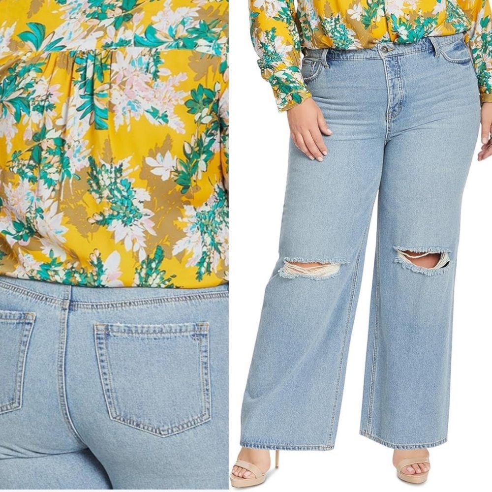 Jessica Simpson Curvy Relaxed Wide Straight  Leg Jeans.